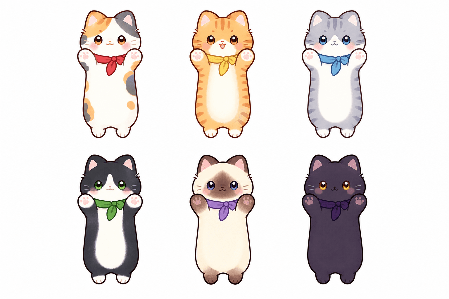 Miko、糖糖、Yuki、豆豆、奈奈与空空六只猫咪